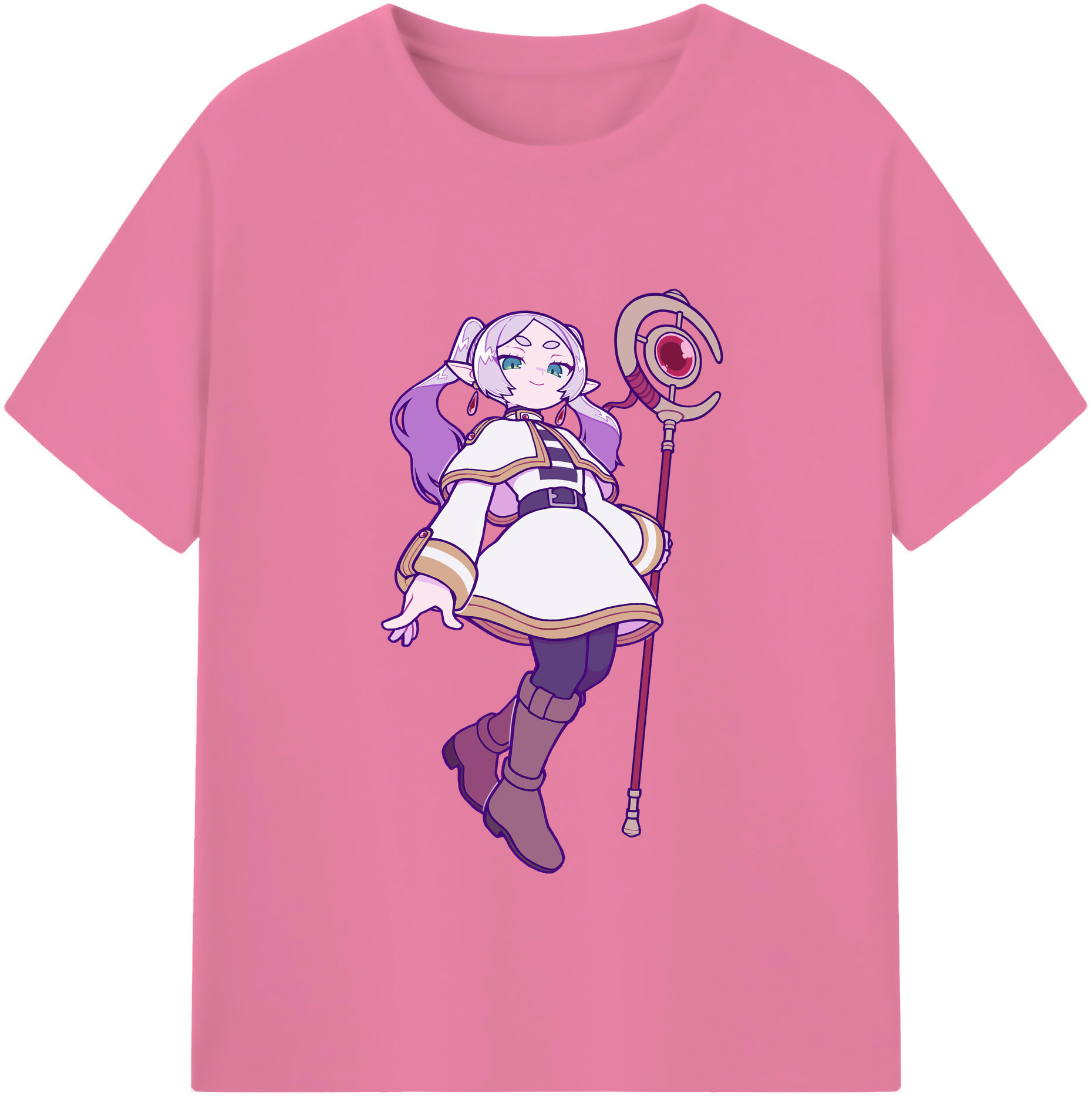 （画像用） 葬送のフリーレン Frieren 綿100％半袖Tシャツ（フロントプリント）
